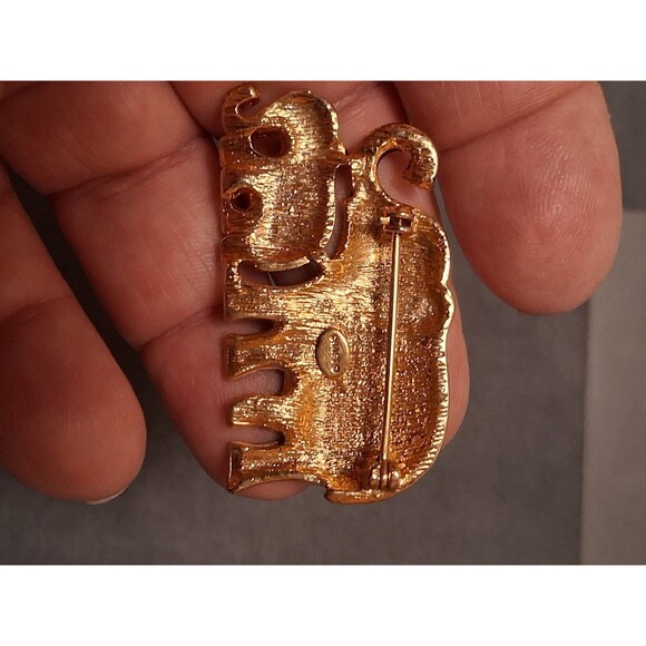 Vintage Craft Rhinestone Elephant Brooch Mama & Baby - Picture 3 of 3